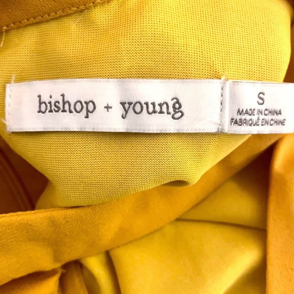 Bishop + Young Mini Dress Shift V-Neck Plunge Mustard Yellow Size Small Cutout - Picture 7 of 9